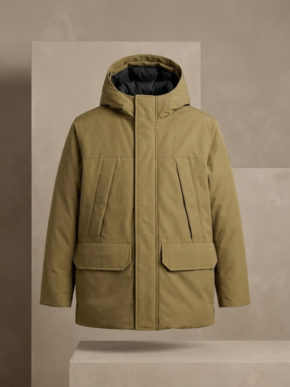 Zara Olive Hooded Puffer Jacket